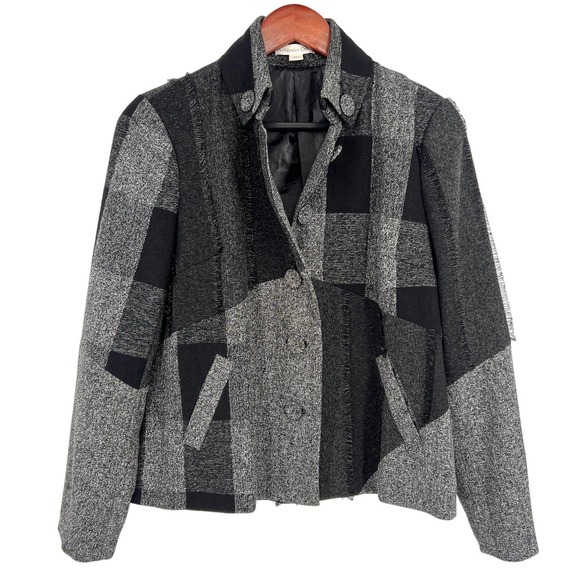 Coldwater Creek Tops - Coldwater Creek Womens Size 8 Black Gray Jacket Artsy Blouse Shirt Top Winter